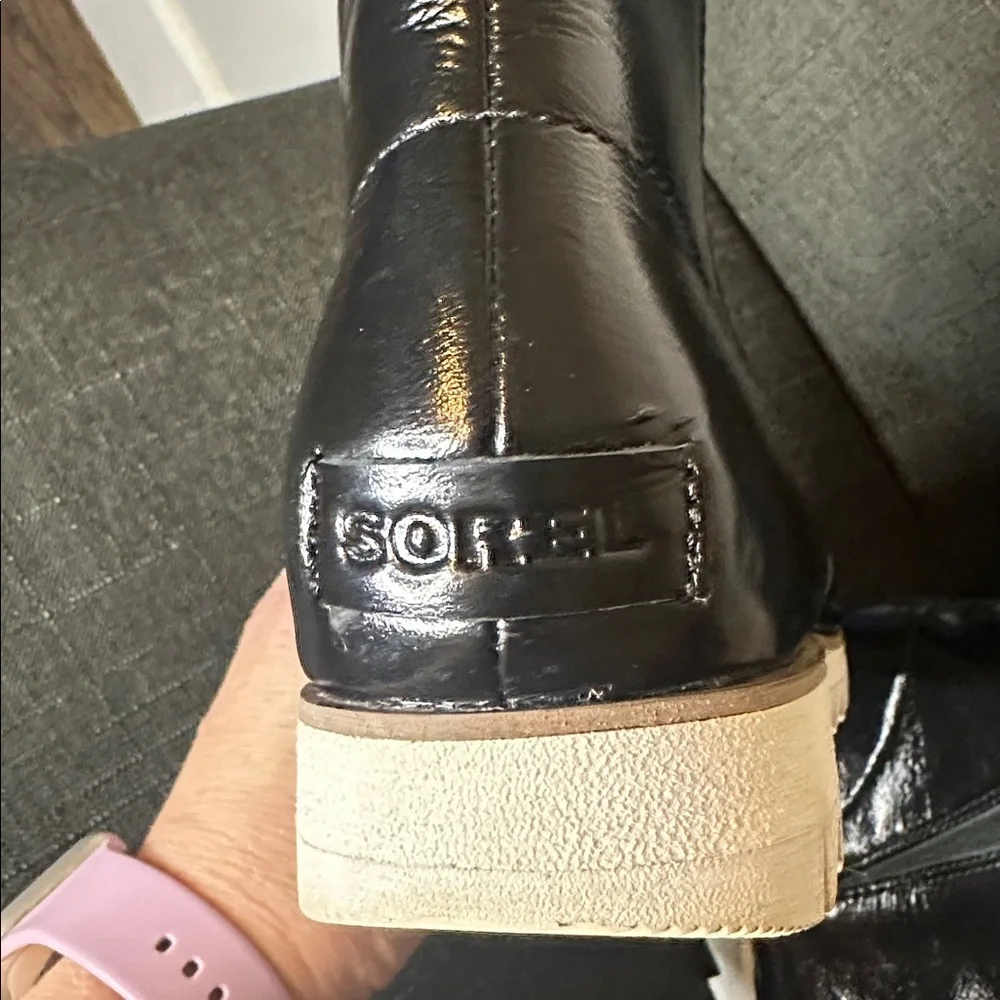 Sorel Harlow Size 9.5 Women's Black Leather Zipper Boots‎